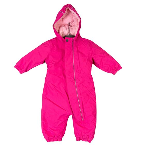 Hanna Andersson Pink Snowsuit Bunting Quilted Hood Baby Girl 6-12 Months - Picture 2 of 13